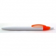 Белая пластиковая ручка с цветным клипом 