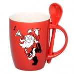 Чашка с ложкой с Санта Клаусом